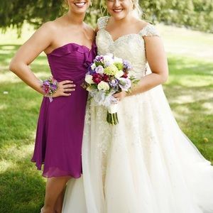 Fuchsia Strapless Sweetheart Bridesmaid Dress
